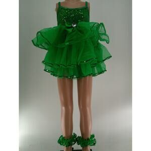 Dance Costume A Wish H244 Small Child Green Jazz Sequin Crocodile Christmas